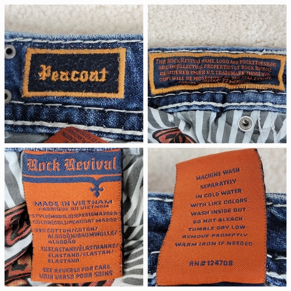 Rock Revival Peacoat Mid Rise Distressed Ankle Skinny Denim Blue Jeans Sz 26 - Picture 15 of 16